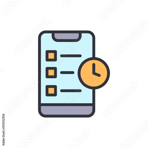 Digital Task Management App With Timer Icon On Mobile Phone