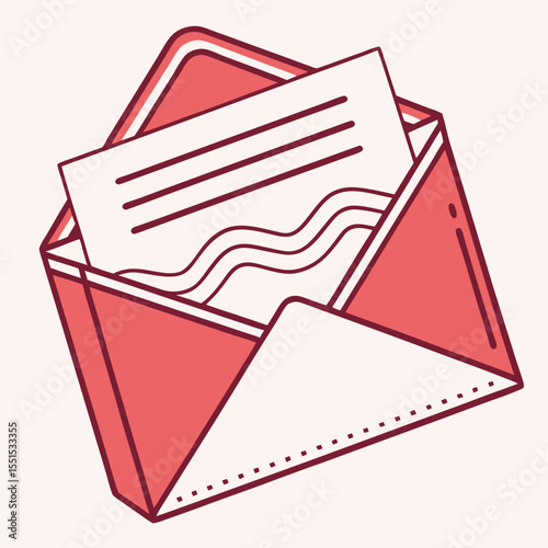 Open Envelope with Letter Illustration