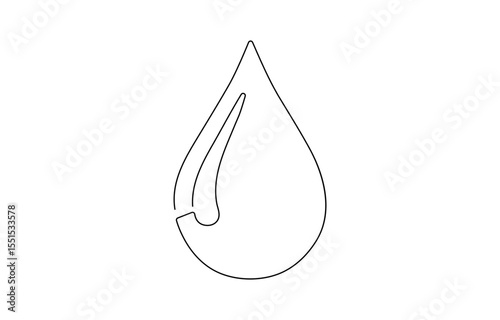 Continuous line drawing of drop. Water drop line icon. One line drawing background,  One line drawing background. Vector illustration. Water drop Continuous line icon, Continuous one line drawing .