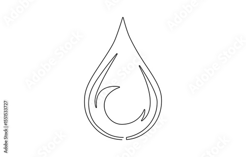 Continuous line drawing of drop. Water drop line icon. One line drawing background,  One line drawing background. Vector illustration. Water drop Continuous line icon, Continuous one line drawing .