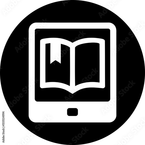 E-Reader Bookmark Icon | Digital Library & E-Book Glyph