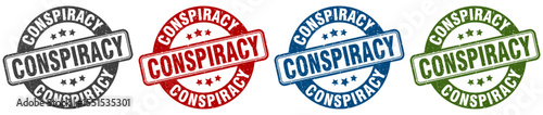 conspiracy stamp. conspiracy round stamp set isolated on white background