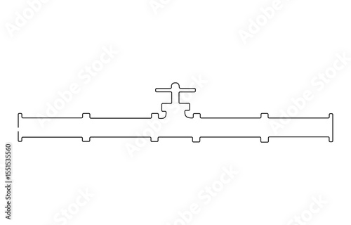 One line vector illustration of intricate industrial piping with, continuous line of pipe connections. one line drawing of a water pipe connection. minimalist single line vector illustration.