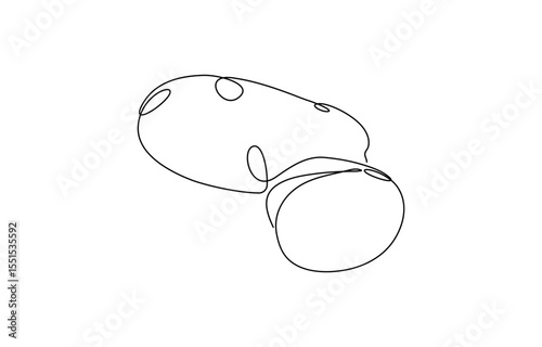 Potatoes vector illustration. One continuous line drawing art illustration, One line drawing features two potatoes, One line drawing features two potatoes in a simple and elegant continuous line.
