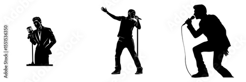 The image features a popular singer in a modern silhouette illustration on a white background, highlighting an attractive music artist in concert