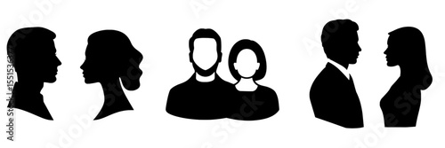 Contemporary outlines of a male and female figure set against a plain white backdrop