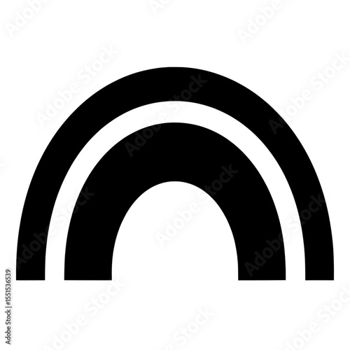 The graphic object, a rainbow icon, features a modern illustration of a realistic arch shape on a transparent white background, embodying the symbol of rain, clear skies, and nature