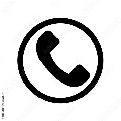 A modern phone icon representing contact and support services is depicted in isolation on a white background, featuring a telephone communication symbol in a flat style