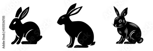 A humorous rabbit is depicted in black as a solitary silhouette set against a white backdrop
