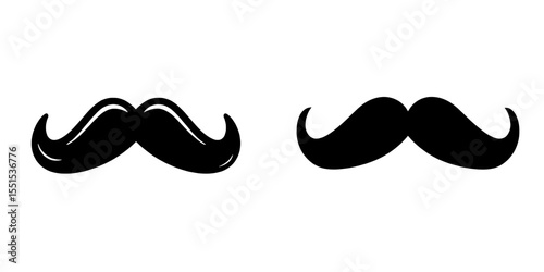 Black Hipster Mustache Icon Set, a modern illustration isolated on a white background