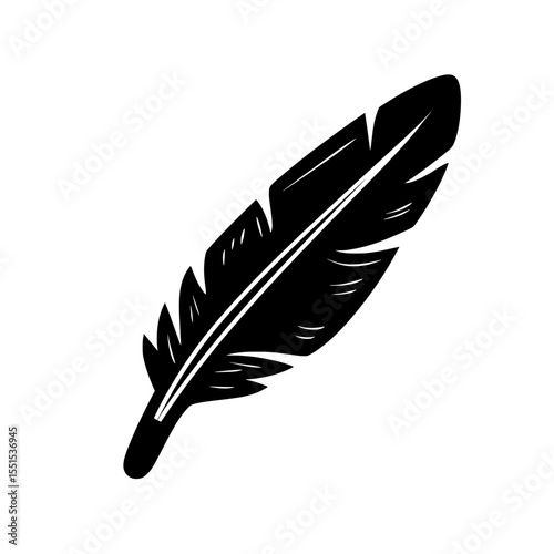 Isolated on a white background, a simple illustration of a modern collection feather icon is presented, designed for use in web design