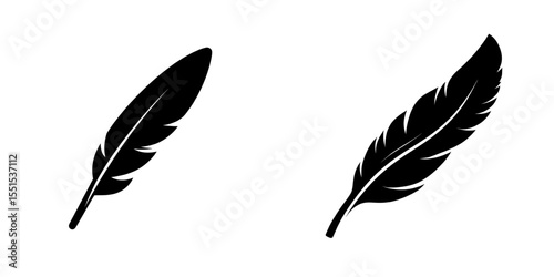 Modern illustration featuring an isolated abstract icon, either a symbol or a feather sign, on a clean white background