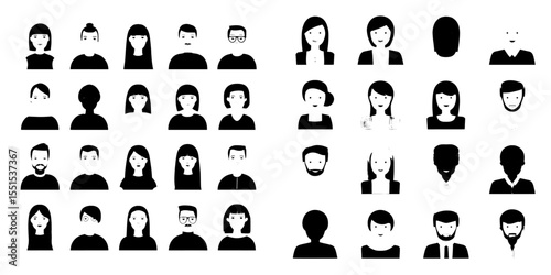 Business characters, including men and women, are illustrated in a flat design as avatars, isolated on a white background, forming a set of modern office worker icons
