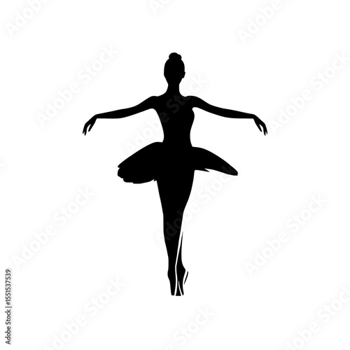 Modern ballet is embodied by the silhouette of a girl on a plain white background
