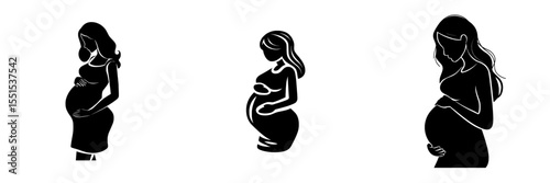 A modern illustration design featuring a pregnant woman in isolation is part of the maternity collection