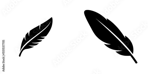 Modern icon featuring a feather isolated on a white background