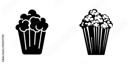 A single piece of popcorn is represented by an icon, available as a clipart image isolated on a white background
