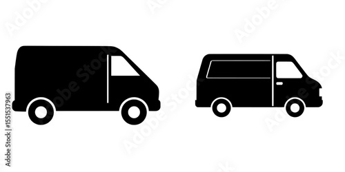 Modern simple illustration of a minibus isolated on a white background, represented by a delivery van truck icon