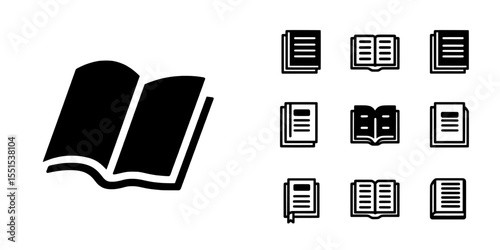 The icon set for a user guide book, presented in line style, is suited for modern web design and is isolated on white