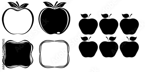 Isolated on a white background, this set of apple frames serves as a modern stock illustration ideal for banners and posters