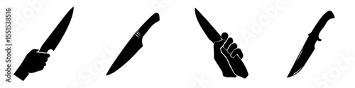 Modern illustration of a killing knife's shadow in hand on a white background