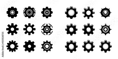A set of gear icons is available, representing parameters or settings, as depicted in a modern isolated illustration on a white background