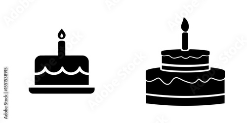 The image of a cake serves as an iconic representation of a birthday holiday, typically depicted as a festive cake adorned with a candle, set against a clean white background in a contemporary