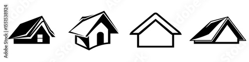 Modern illustration of a pitched roof house in continuous line art drawing style, isolated on white background with black linear design