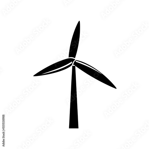 The modern icon set consists of wind turbines and a windmill symbol on a white background