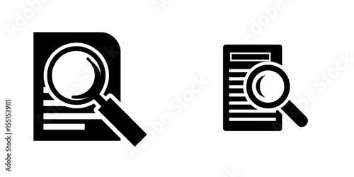 The image features a modern icon case study on a white background with a modern document icon and magnifying glass, as well as a list search logo, presented as a modern illustration, and includes