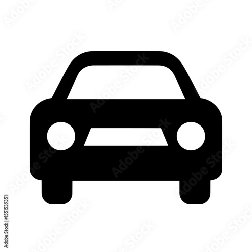 This flat style modern illustration showcases a variety of simple car icons, all isolated on a white background, with front views of different vehicles, including sedans, vans, autos, vehicles, and