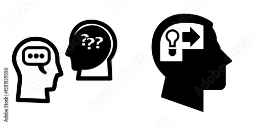 An editable stroke outline icon isolated on white background represents decision making, uncertainty, strategy, vision, problem solving, and career path in a flat modern illustration that is pixel