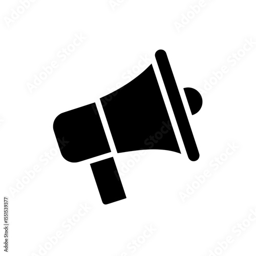 A megaphone and marketing concept icon is presented as an editable stroke outline, isolated on a white background, in a flat modern illustration style, with pixel perfection, at a size of 64 x