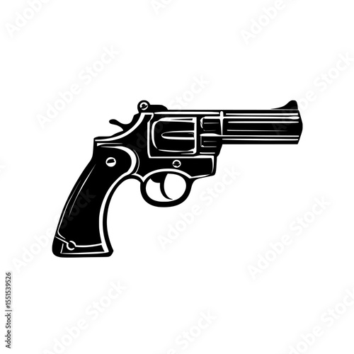 An icon set consisting of the outline silhouette of a revolver cylinder is set against a white background