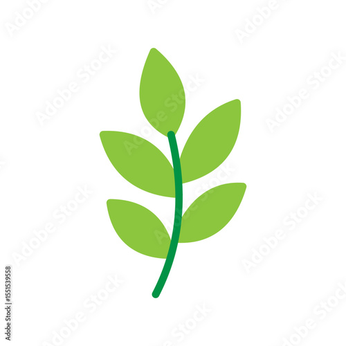 Vector illustration of a leaf in flat style isolated on white background