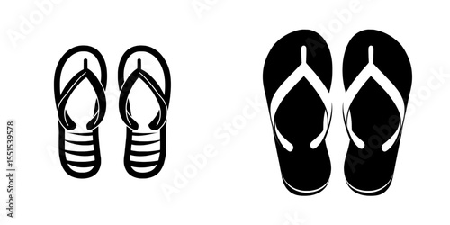 Flip flops signs’ is represented in a flat and line art style as a modern illustration isolated on white background