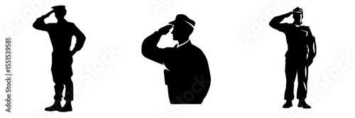 A soldier's silhouette is seen giving a military salute set against a black and white background