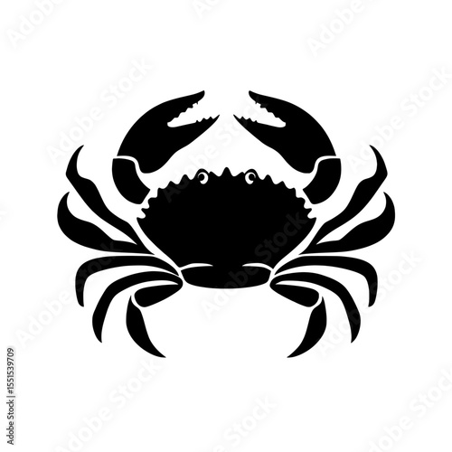 A blue crab's shadow isolated on a white background offers a unique design template suitable for logos, signboards, menus, and advertisements in seafood shops, restaurants, fish markets, and beyond