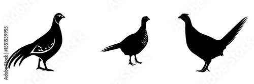 Modern art featuring the silhouette of a pheasant bird on a white background