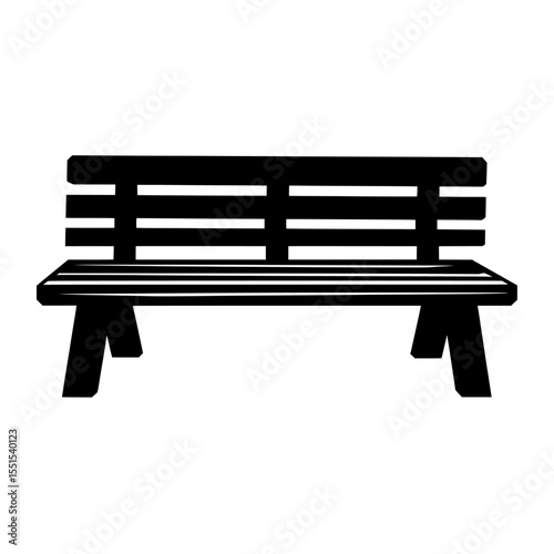 The image is a modern illustration of an isolated park bench on a plain white background