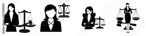 The concept of a female lawyer is depicted against a backdrop of scales and a judge's gavel, symbolizing jurisprudence and law, with a focus on providing legal support for deals and agreements in a
