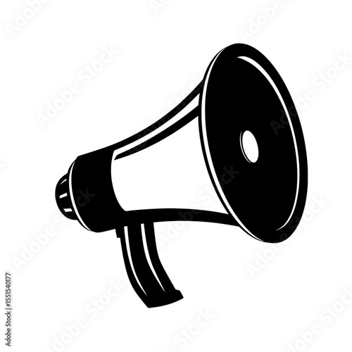 A megaphone is depicted in modernial illustration form against a plain white backdrop