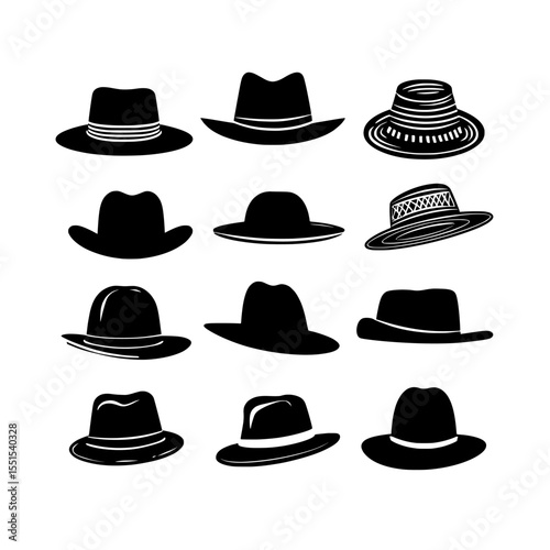 A collection of straw hats is available, featuring summer head accessories and headwear with a brim in various styles, including country, farmer, beach, cowboy, Mexican, and Asian, such as sun panama