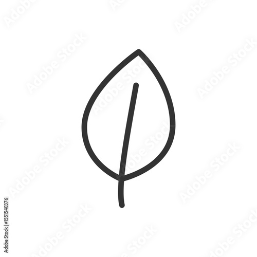 Vector illustration of a leaf in line style isolated on white background