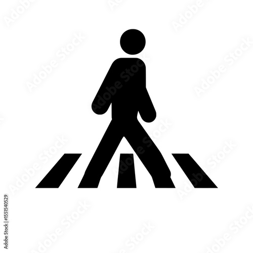 Pedestrian crossing flat icon isolated on white background, a modern cross walk icon for web design, also known as zebra crossing