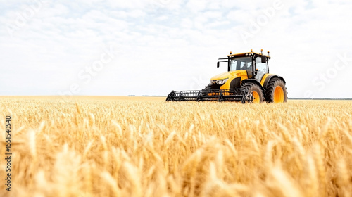Agricultural machinery harvesting wheat