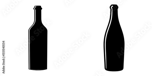 The silhouette of a modern wine bottle stands out against a plain white background