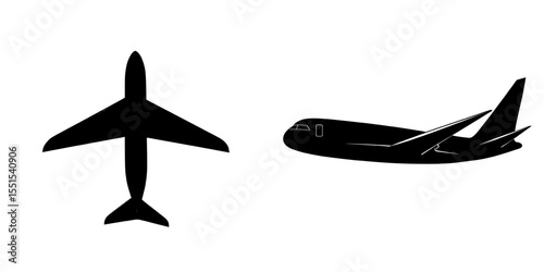 A white background provides the setting for a modern illustration of a plane's silhouette