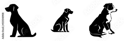A modern illustration of a dog sitting icon symbol is isolated on a white background