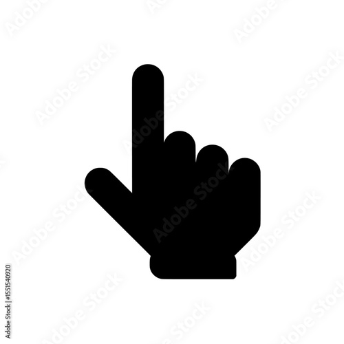 The modern click icon, a type of cursor icon, is shown in isolation on a white background, accompanied by other icons of computer mice and black arrows